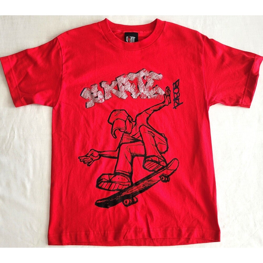 Vintage “Giant” Graphic Skateboard Tee — Adult Men’s L, New Without Tags - Red